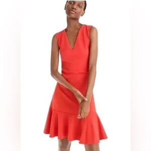 J Crew 365 Red Ponte Knit Flare Dress 4